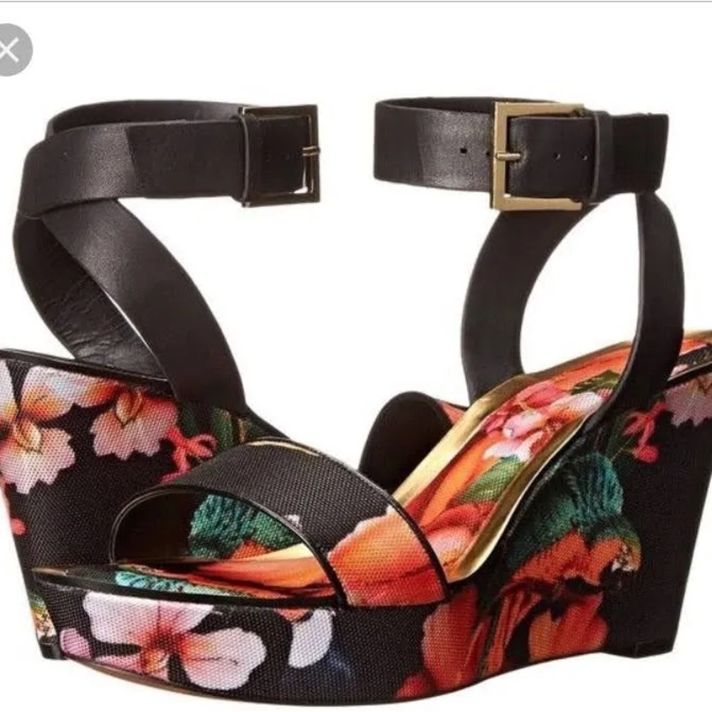 Ted Baker Brand New Floral Platform Wedge Sandals